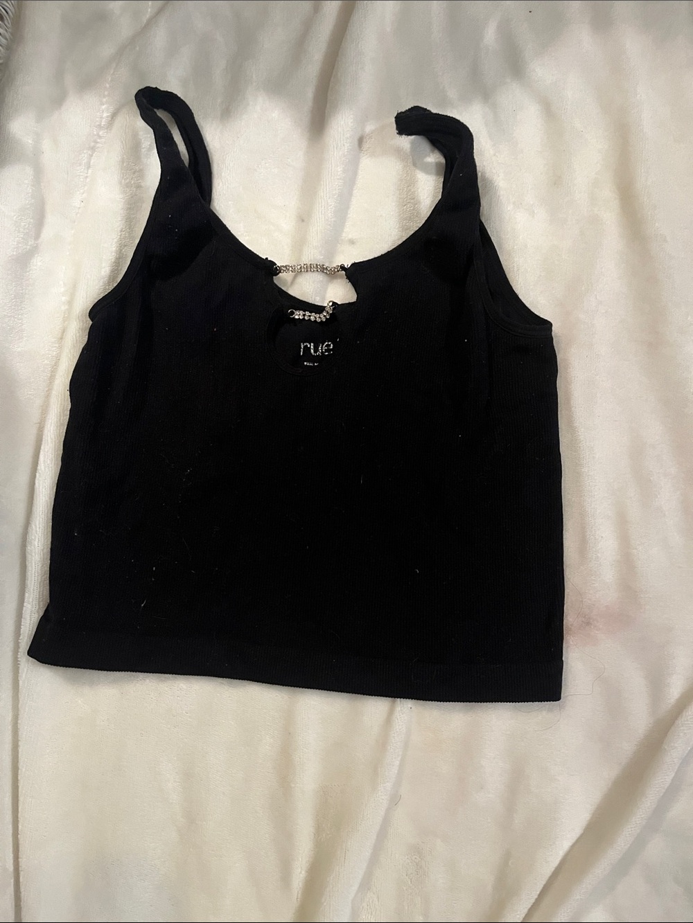 rue21 Black Tank Top with Rhinestone Chain Detail